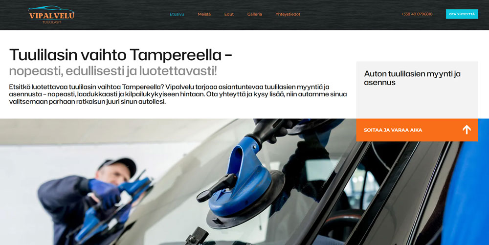 Website development on WordPress for an auto repair shop "Vipalvelu Oy"